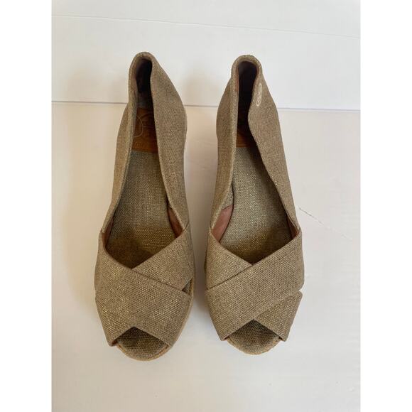 Tory Burch Filipa Espadrille Wedge Tan Shoes, Size 7.5 Made in Spain - Picture 1 of 5